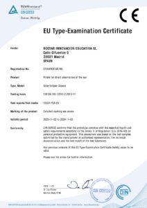 Certificado ISO 12312-2 de nuestras gafas de eclipse